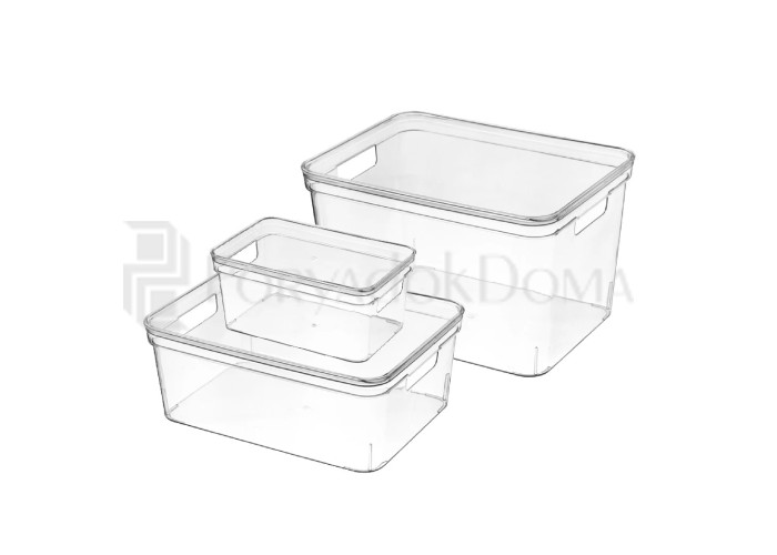Контейнер прозрачный бытовой с крышкой (3 размера)