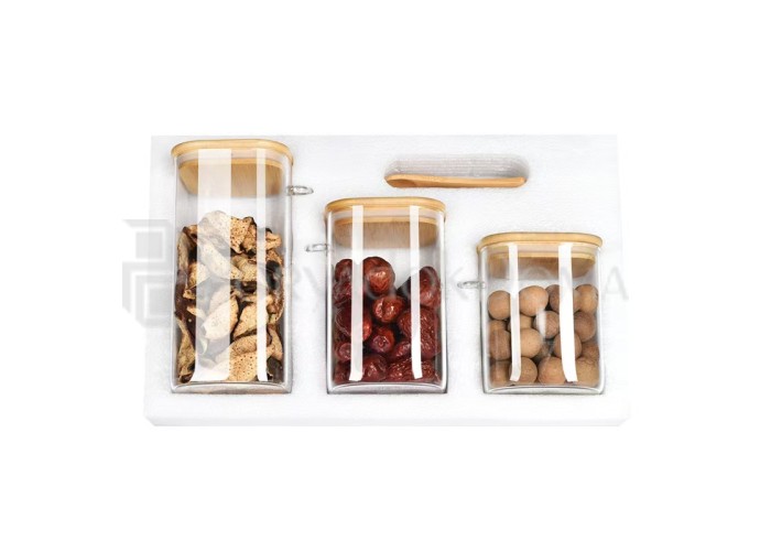 Набор стеклянных контейнеров 3в1 с ложками