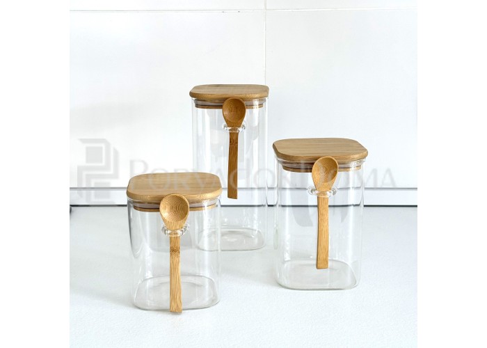 Набор стеклянных контейнеров 3в1 с ложками