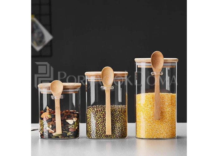 Набор стеклянных контейнеров 3в1 с ложками
