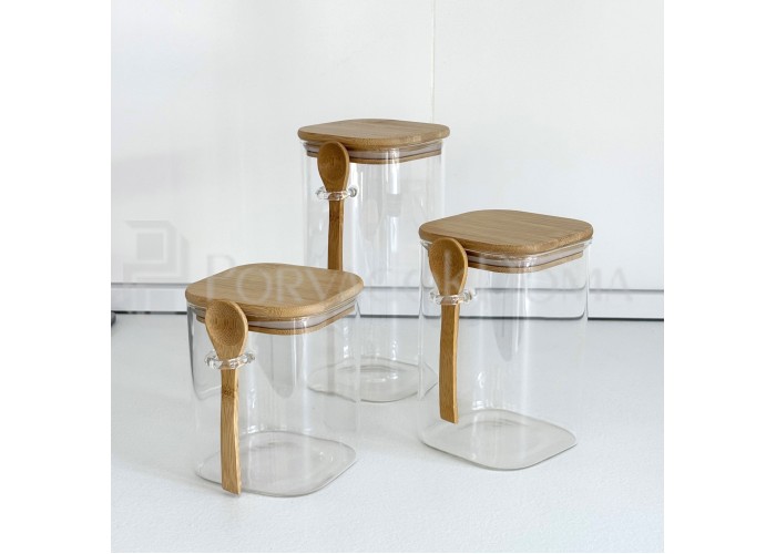 Набор стеклянных контейнеров 3в1 с ложками