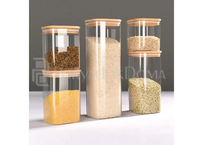 Набор стеклянных контейнеров 5в1, прямоуг