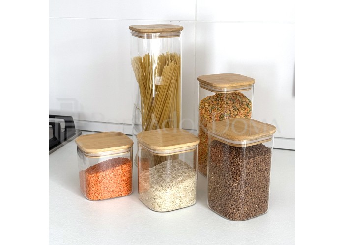 Набор стеклянных контейнеров 5в1, прямоуг